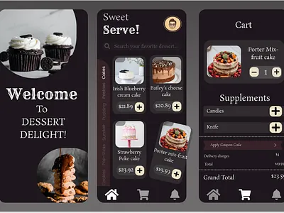 Dessert Delight! app cakes chocolates cupcakes desserts figma sweets