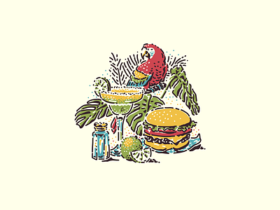 Margaritaville Mourns cocktail hamburger illustration island jimmy buffett macaw margarita margaritaville parrot parrothead