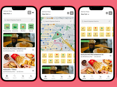 Express Food-ie Delivery App ✌️ app delivery design designer eats feedback food food app map product uber ui ux