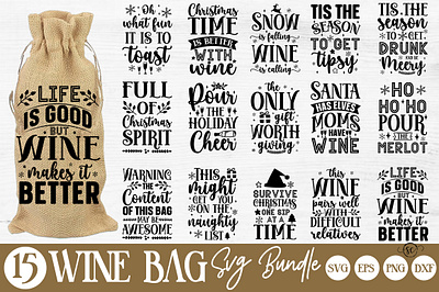 Christmas Wine Bag SVG Bundle funny wine quotes