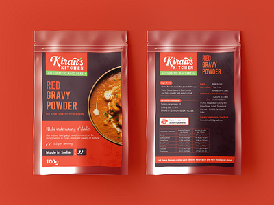 Kiran's Kitchen - Food Label Design branding chilly creative design fmcg food label graphic design illustration indian gravy logo minimal powder spicy traditional vector