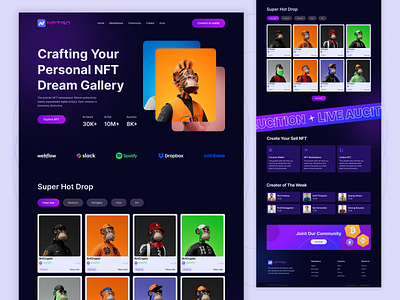 NFT Landing Page blockchain branding crypto crypto currency dark design ethereum landing page logo nft nft concept nft market nft marketplace nft ui nft website nfts ui ux web design website