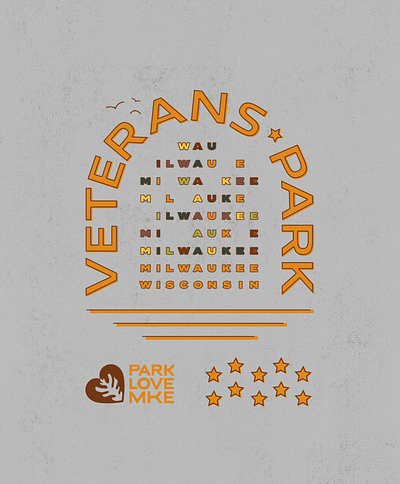 Veterans Park MKE apparel design graphic graphic design lakefront lettering logo milwaukee park parklovemke sean quinn shirt stars stripes veterans wisconsin