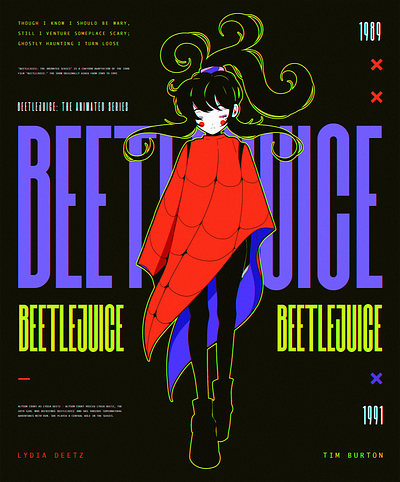 Beetlejuice poster abstract anime illustration poster texture