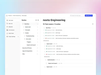 neetoTestify app design design neeto product software testing test management ui ux website