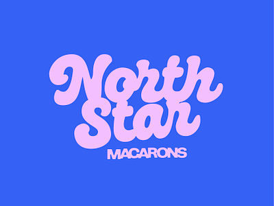 North Star 70s blue branding bubble design graphic lettering logo macarons north pink puff puffy retro script star type