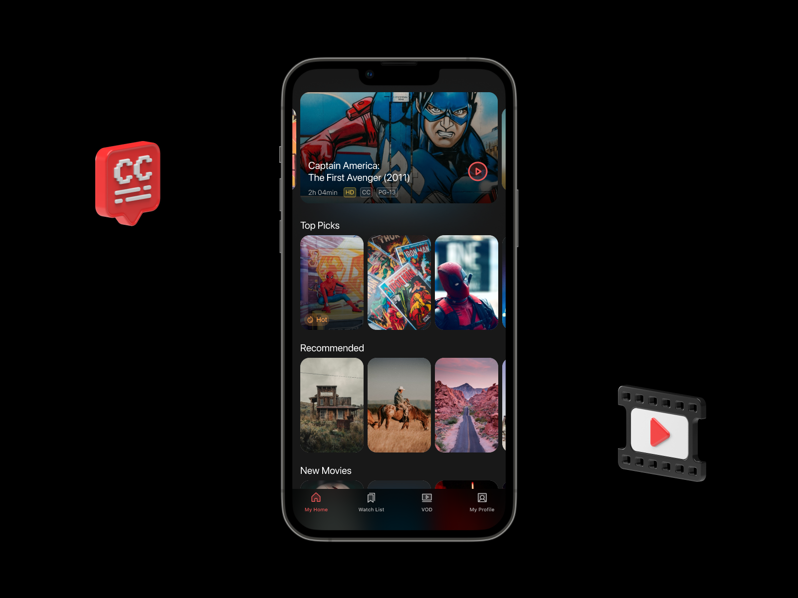 Video App (iOS) with Superhero image by Yordan Genovski on Dribbble