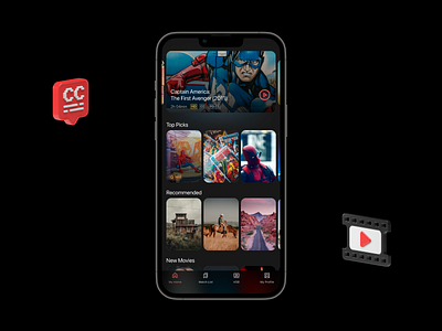 Video App (iOS) with Superhero image app design dark design ios app superhero superhero image ui desi ui design uidesign video app