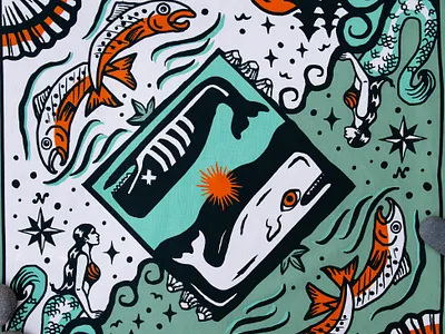 Due North bandanas fish graphic illustration northeast ocean whale