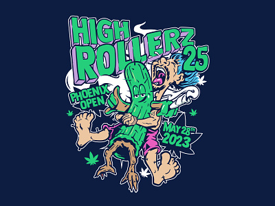 High Rollers 25 420 bjj cactus grappling illustration jiu jitsu typography weed