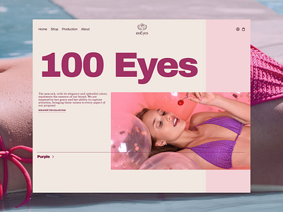 100 Eyes — Luxury Women's Swimsuits animation barbie branding design digital design ecommerce fashion gold hero section interaction interaction design logo photography pink swimsuit ui ui animation women fashion