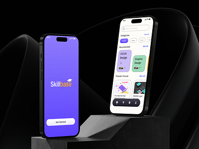 Skillbase E-learning UX Case Study app app design app designer branding case study design e learning app figma designer full case study illustration inter landing page landing page design mobile app ui ui design uiux website design