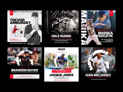 Guardian Baseball 2022 Social Directions baseball branding design facebook grid instagram mockup posts social social graphics social sports sports