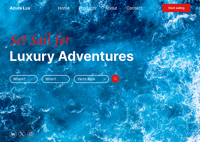 Yacht Charter Website(Azure Lux)🛥️⛵🚤 branding clean dailyui design minimal ui ux web web design website