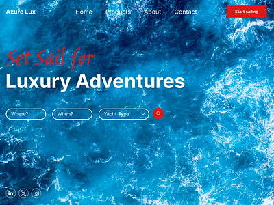 Yacht Charter Website(Azure Lux)🛥️⛵🚤 branding clean dailyui design minimal ui ux web web design website