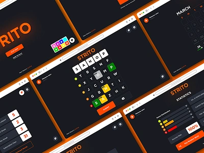 Strito: Word Deduction Game brainteaser darktheme digitaldesign funandgames gamedesign graphic design guessinggame logicgames onlinegaming ui webdesign worddeduction wordguessing wordoftheday wordplay wordpuzzlegame