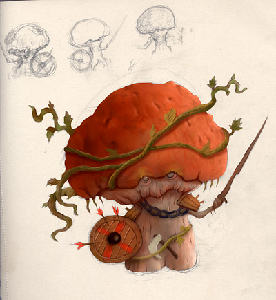 Mushroom Warrior fantasy illustration mushroom