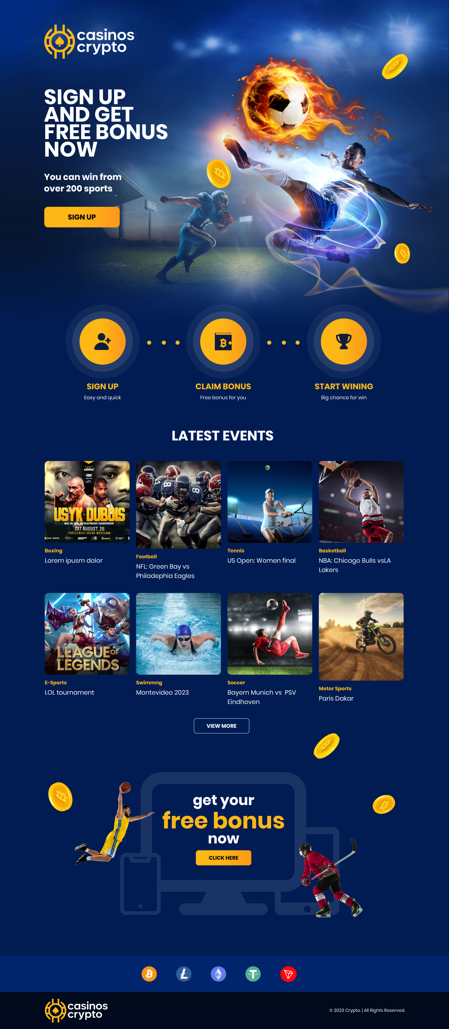Casinos Crypto Landing page betting casino crypto landing sport uxui web