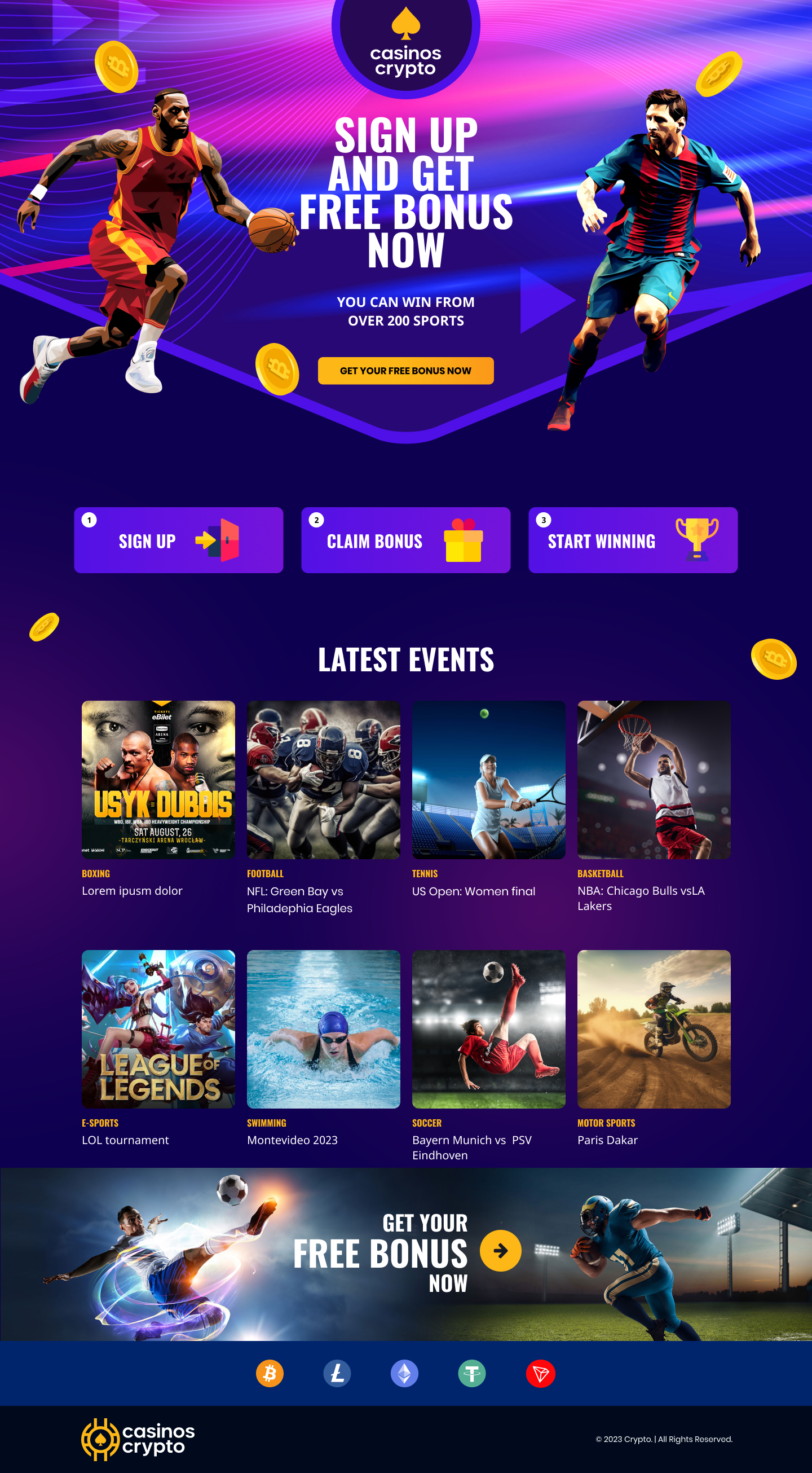 Casinos crypto Landing page betting crypto landing sport uxui web