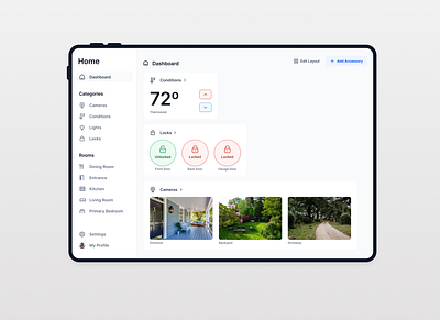 Smart Home Dashboard app camera dashboard design door home lock mobile smart smart home tablet thermostat ui ux video