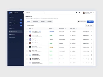 HRIS - Permissions settings screen redesign 🔐 hris motion design motion graphics nordic norway oslo product design saas settings sidepanel sweden ui user permission