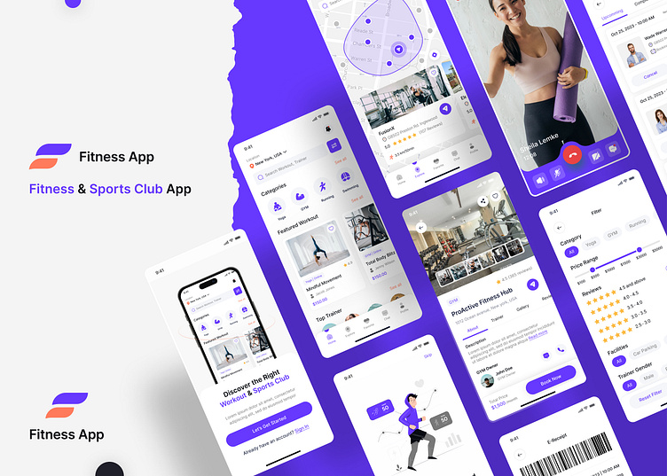 Fitness App, Workout App, GYM App, Yoga App, Sports Club App, Figma UI  Design, by Insightlancer