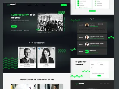 Landing Page UI/UX Design – Cybersecurity tech meetup | Branding branding design event graphic design landing page logo product design ui ux webflow website