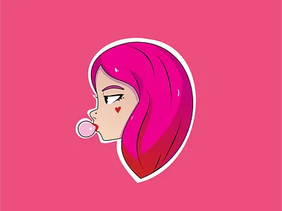 BEAUTY HEAD SERIES (PINKY) art branding cute design digital design girl graphic design illustration logo nft sticker stickers vector