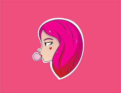 BEAUTY HEAD SERIES (PINKY) art branding cute design digital design girl graphic design illustration logo nft sticker stickers vector