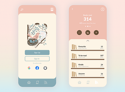 Book lovers Mobile App application art beautiful interface book nerd booklovers app books chart colour palette data visualisation goodreads mobile app product design soothing statistics storygraph ui ux
