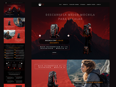 LANDING PAGE BACK PACK MONTAIN design diseño web elementor elementor pro figma iu paginas web ux webdesing woocommerce wordpress