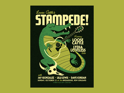 Loose Cattle's Stampede! Poster design concert concert poster crocodile design gig poster graphic design illustration music music poster poster design typography vector
