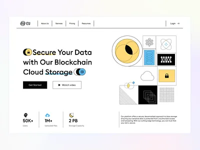 EV Blockchain Cloud Storage landing page logo ui ux web design web3