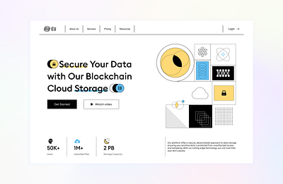 EV Blockchain Cloud Storage landing page logo ui ux web design web3