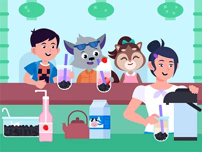 Bubble Tea Boba adobe ai branding design drawing ill illustration illustrator vector