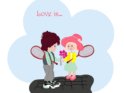 Love is... boy girl graphic design illustration vector
