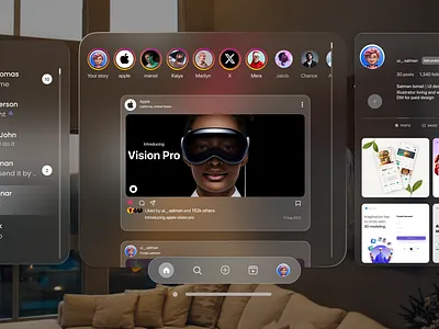 Instagram — Apple Vision Pro Spatial UI Design apple vision pro concept design design graphic design instagram instagram design instagram spatial instagram spatial design landing page modern design modern ui spatial design ui ux vision pro vision pro design webdesign