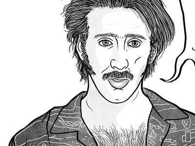H. I. McDunnough actor black and white character portrait coen brothers comic drawing h. i. mcdunnough hand drawn hand drawn type handdrawn illustration movie nicolas cage portrait raising arizona speech bubble