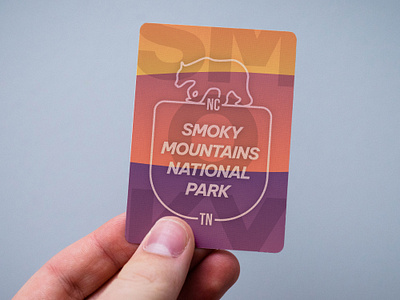 National Parks Badges | Great Smoky Mountains badge bear card colorful design gradient grain great smoky mountains illustration minimal modern national park orange outline parks playing card purple shadow simple yellow