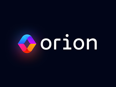 Orion - Glowing & Colorful Branding Exploration app blue branding clean colorful dark design glow gradient icon logo logomark minimal o pink star ui yellow