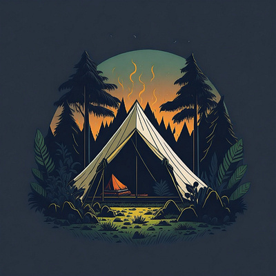 Realistic Tent in forest illustration adobe photoshop graphic design illustration realistic tent