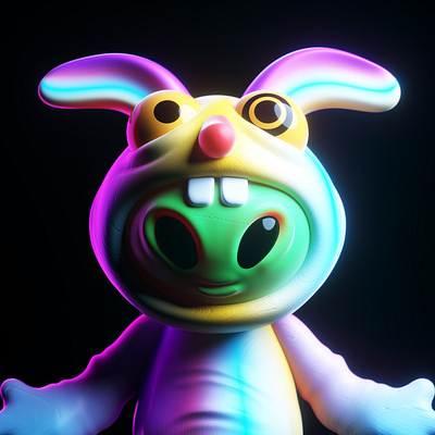 Alien in a bunny costume 3d alien bunny character