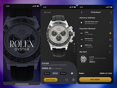ROLEX OYSTER application experience interface mobile rolex timepiece ui ux watch