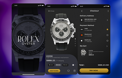 ROLEX OYSTER application experience interface mobile rolex timepiece ui ux watch