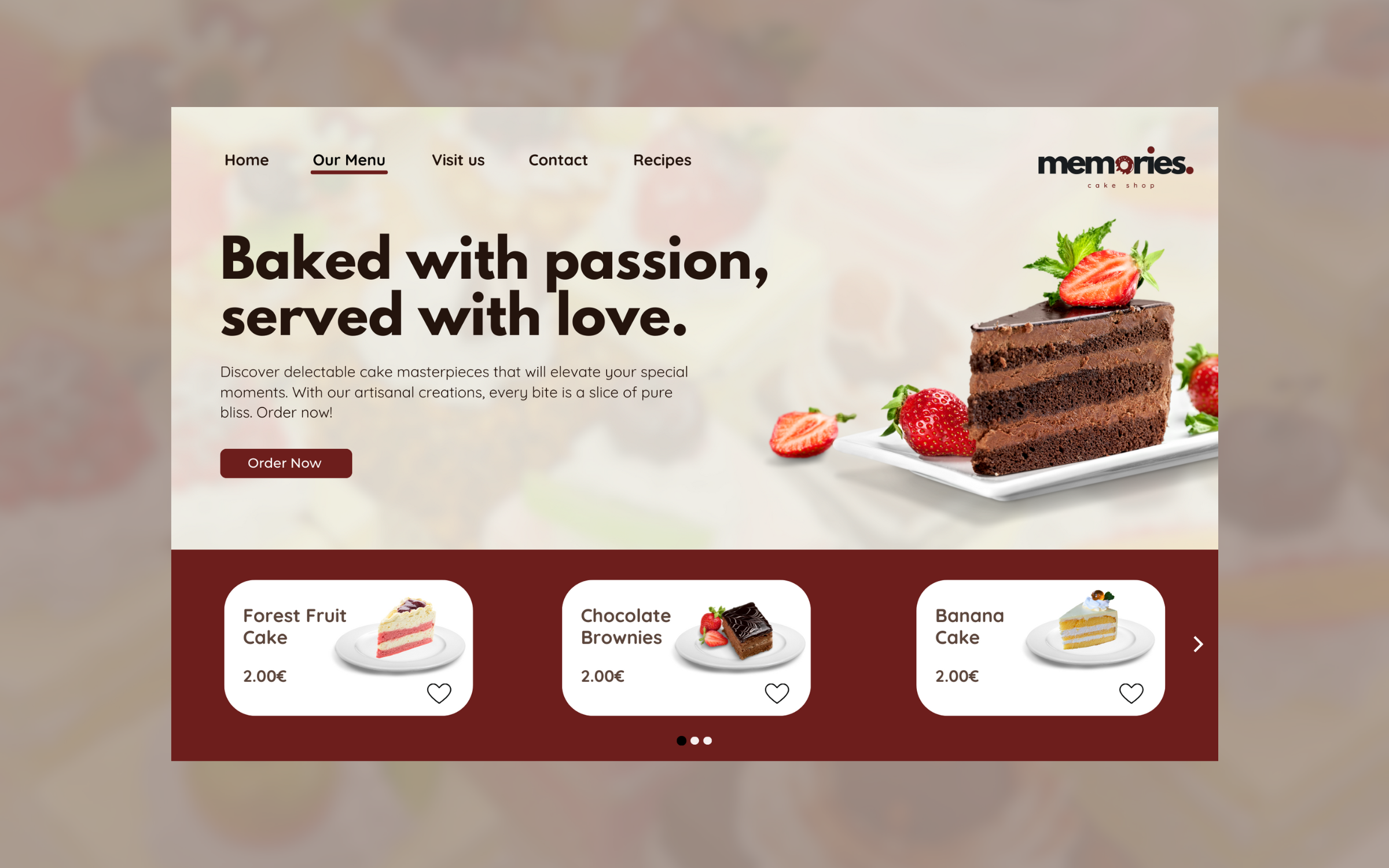 Sweet cake bakery or cafe website with dessert Vector Image