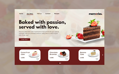 Memories - Cake shop landing page cake shop landing page ui ux web web design website