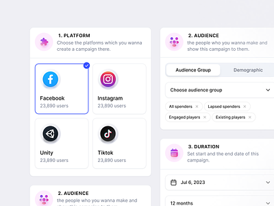 Campaign Details 🌿 analysis audience block branding campaign challenge components dashboard date facebook figma graphic design instagram library mobile responsive time unity web design