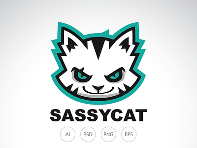 Sassy Cat Logo cat logo confidence logo esport logo mascot logo pet logo streamer logo youtuber logo