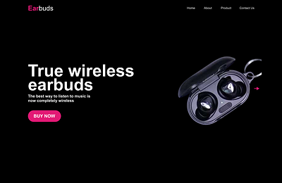 Earbuds website graphic design ui