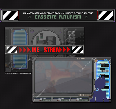 "CASSETTE FUTURISM" Animated Twitch Overlays design pc 98 retro games stream stream graphics stream overlay twitch twitch design twitch graphics